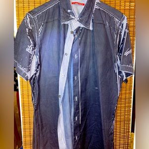 PRADA , Stripped ,button up, short sleeve.